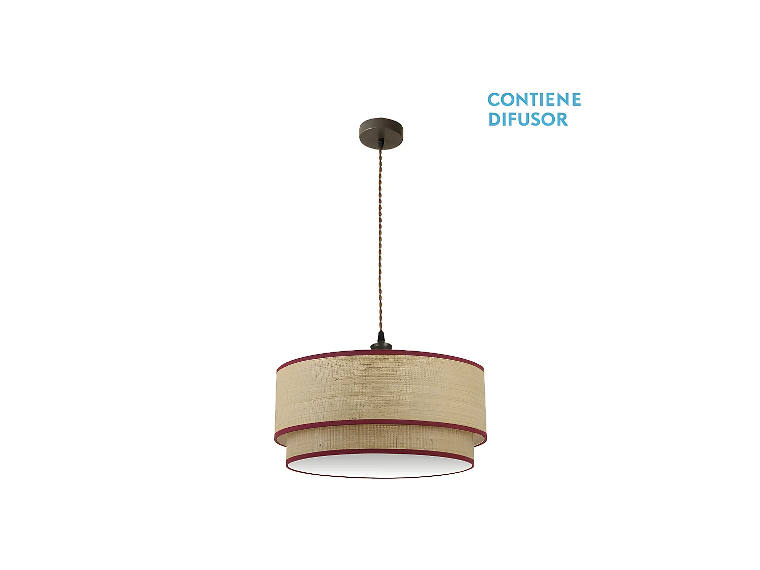 Suspension réglable 3luces modèle Roque Natural/rouge FABRILAMP