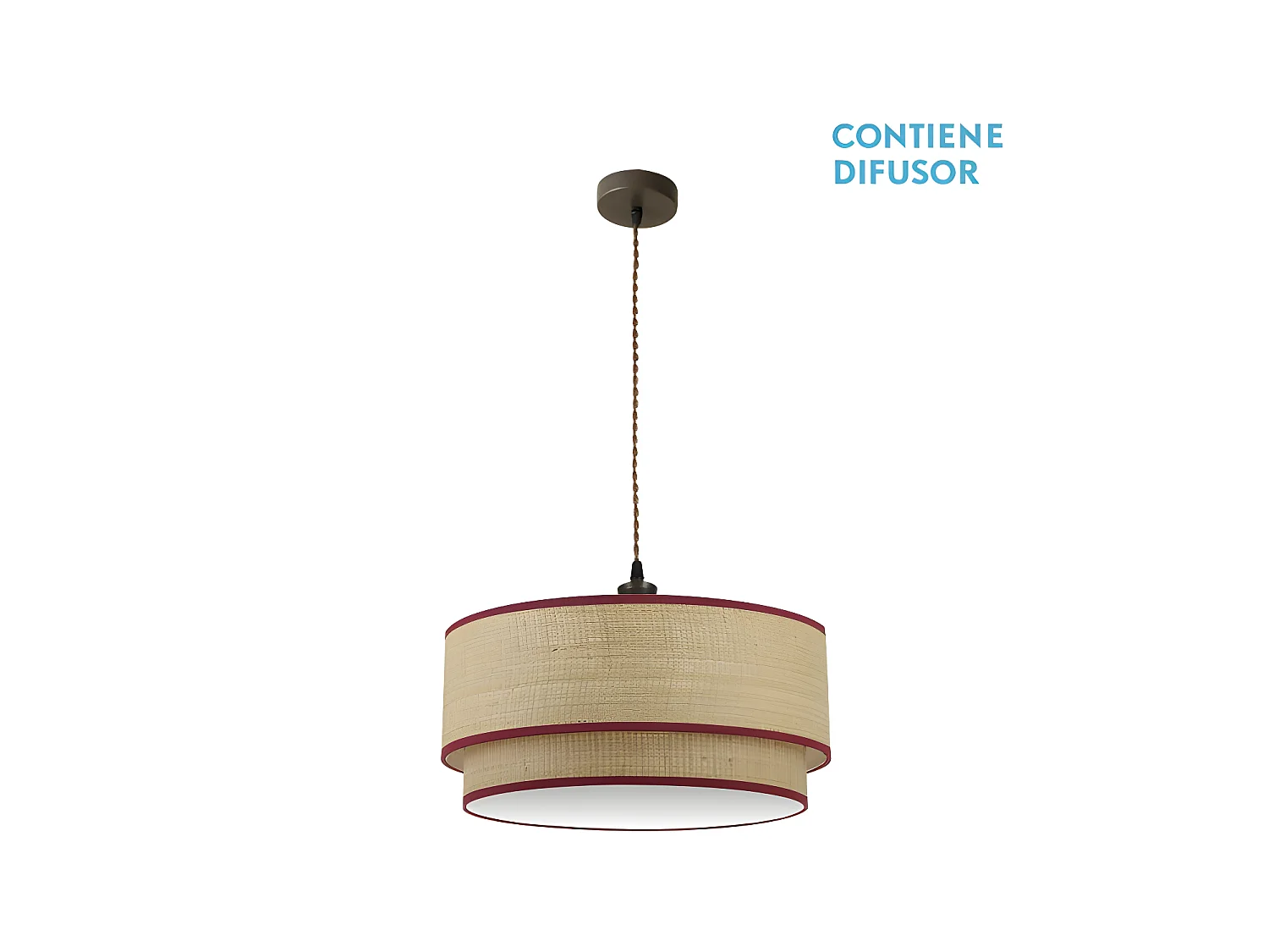 Lampara Colgante 3luces Regulable Modelo Roque Natural/rojo