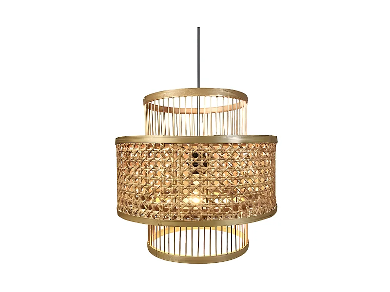 Ciondolo fatto a mano di Bambu e Rattan modello BROMELIA DI 36 cm FABRILAMP