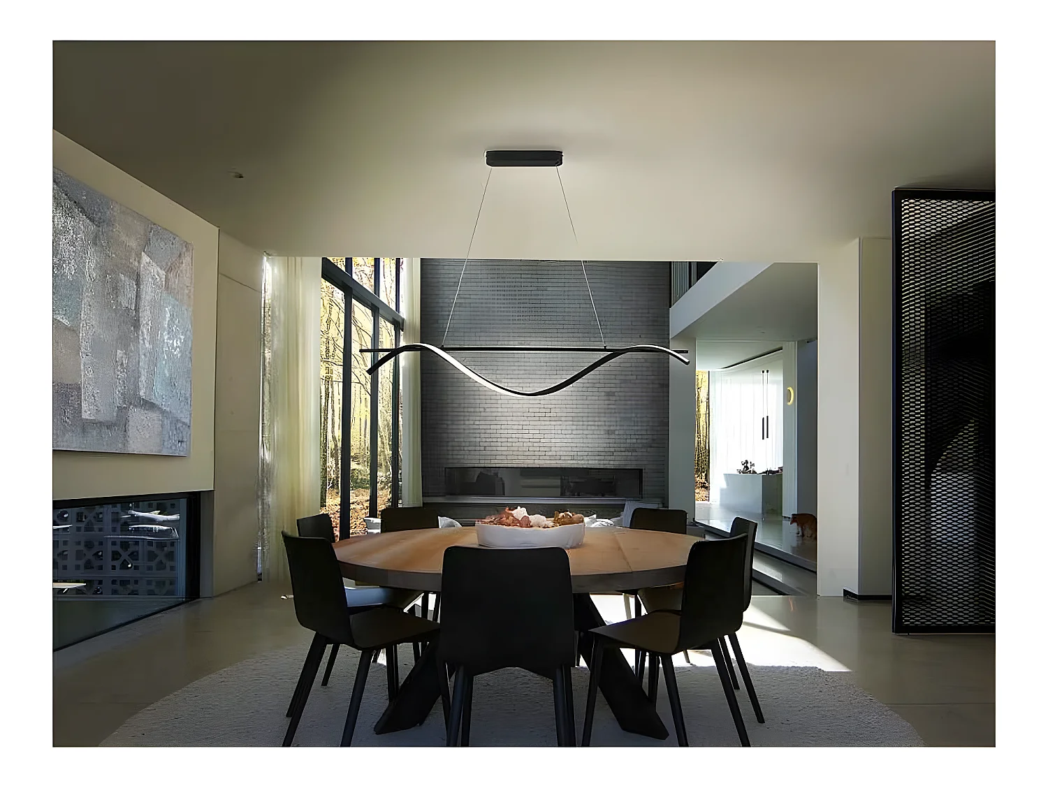 Lampara Lineal  De Led Modelo Boa  Acabado Negro De