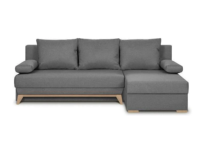Sofá esquinero convertible Gris TEIJO - Pino macizo - Resortes biconicos - Espuma de poliuretano - 3 plazas