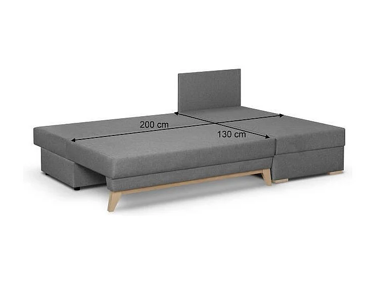 Sofá esquinero convertible Gris TEIJO - Pino macizo - Resortes biconicos - Espuma de poliuretano - 3 plazas