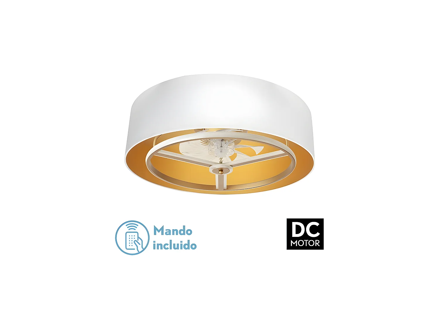 ANUSKA Ventilateur Dc or blanc LED 6 Vitesses 3 Couleurs Fabrilamp