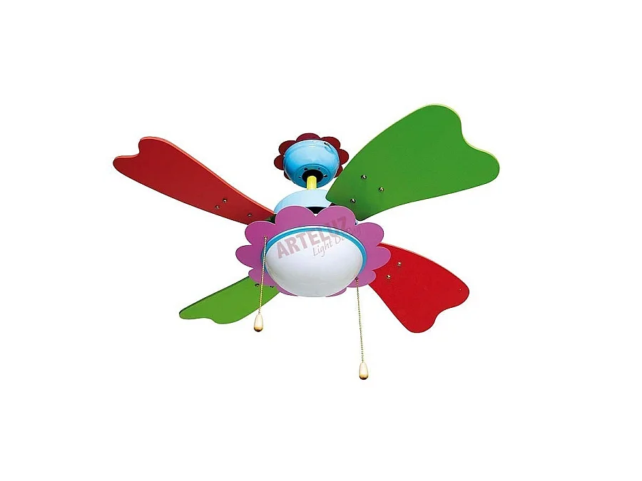 Ventilador De Techo Serie Flor 4 Aspas 75cm. Multicolor.