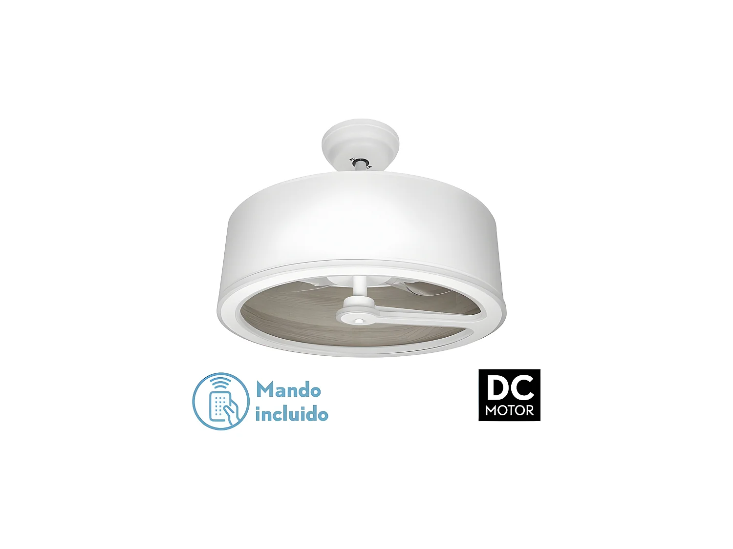 Ventilateur TATIANA DC Blanc gris LED intégrée 3 températures télécommande Fabrilamp