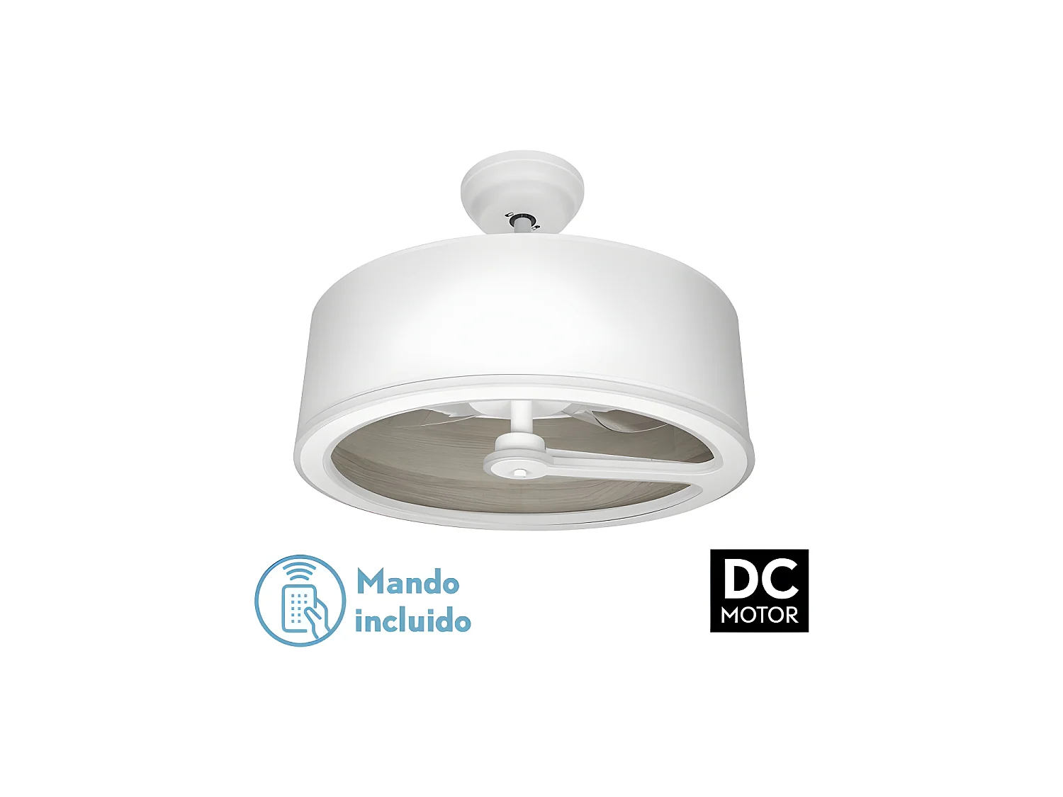 Ventilateur TATIANA DC Blanc gris LED intégrée 3 températures télécommande Fabrilamp