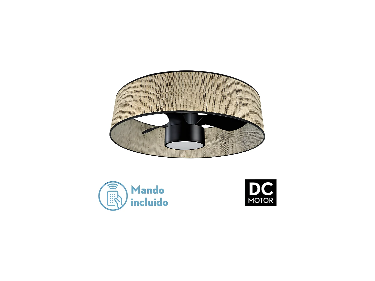 Ventilatore DC NATASHA nero cannotto led controllo remoto CCT regolabile Fabrilamp