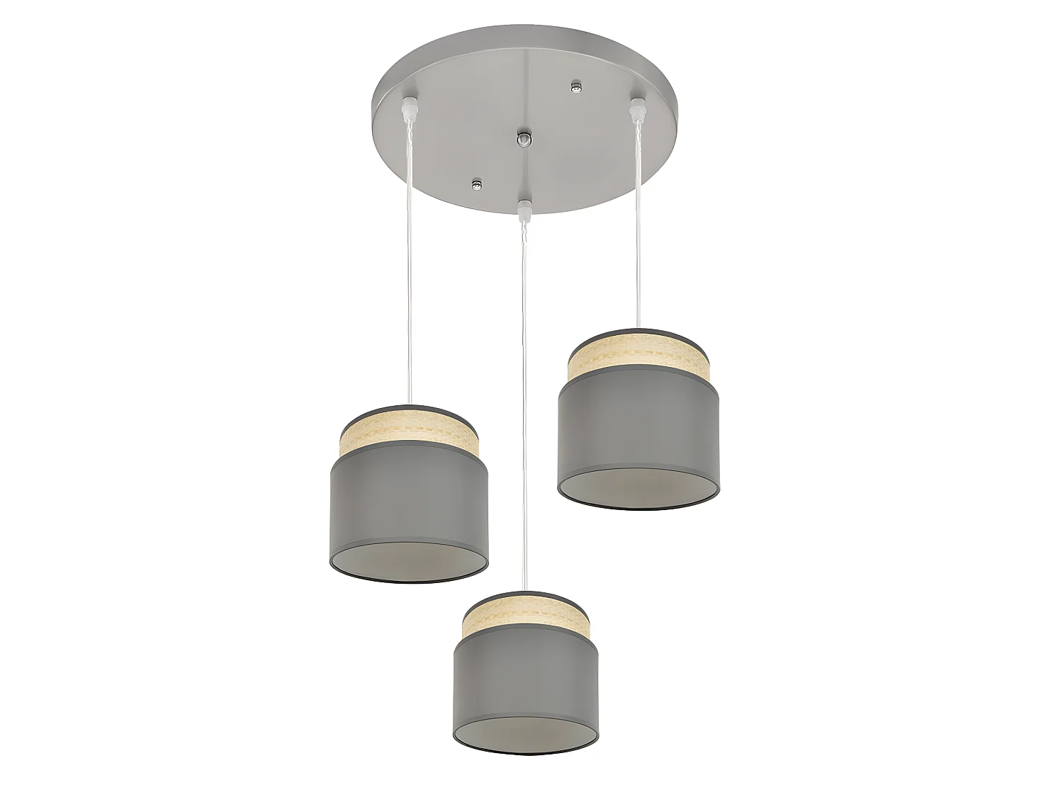 Lampada plafoniera naturale/grigia modello Kandy 3luces Adjustable FABRILAMP