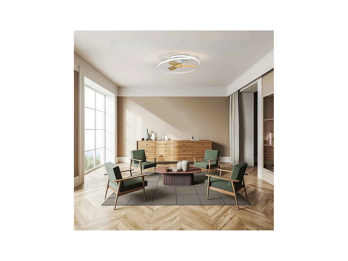 Modèle de ventilateur blanc OCEAN avec 3 pales de MANTRA