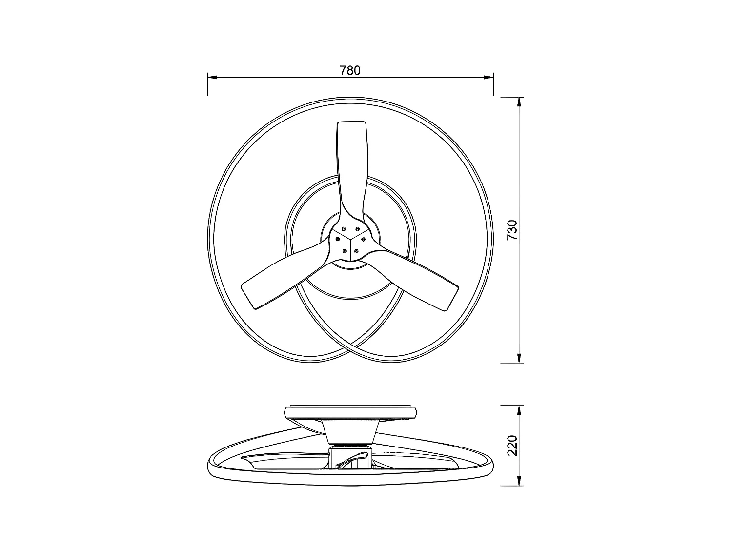 Modèle de ventilateur blanc OCEAN avec 3 pales de MANTRA
