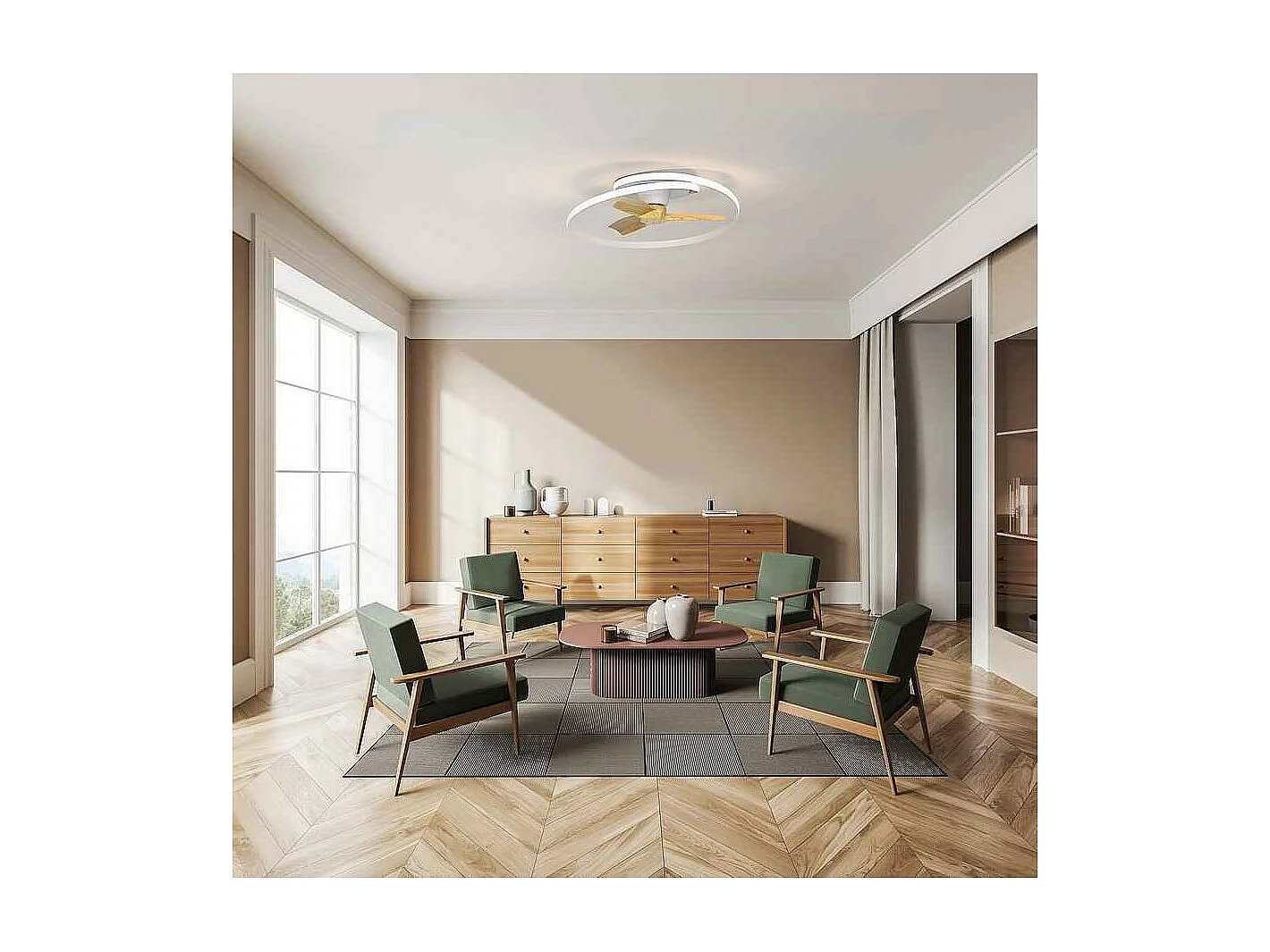 Modèle de ventilateur blanc OCEAN avec 3 pales de MANTRA