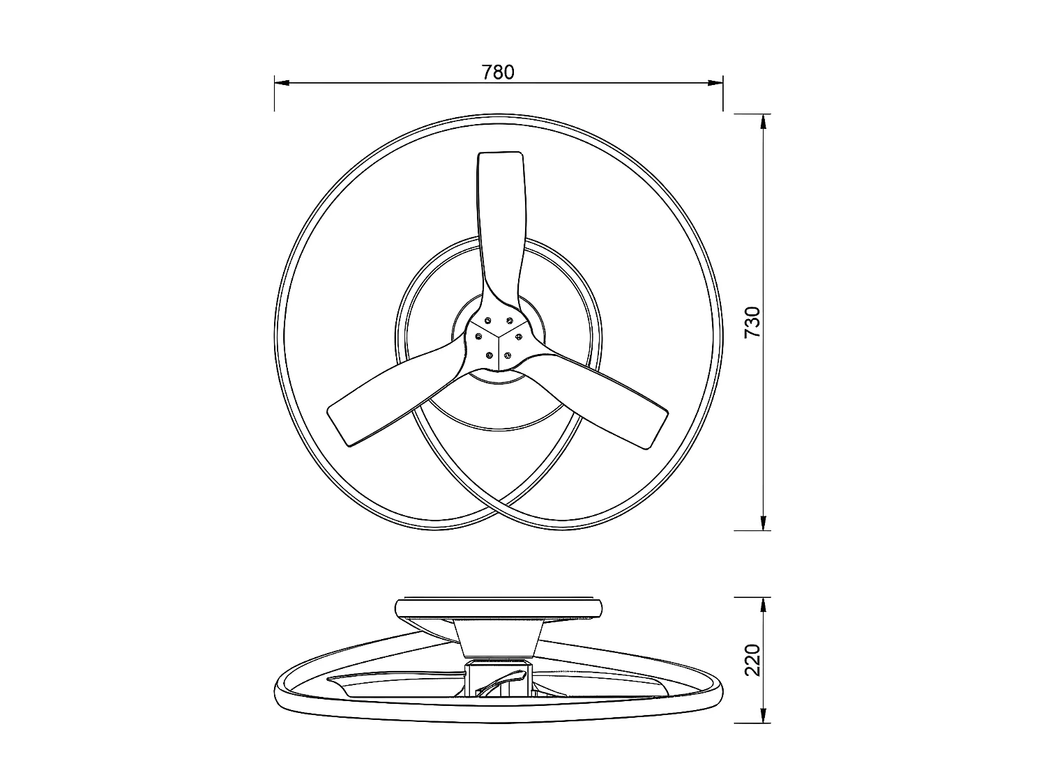 Modèle de ventilateur blanc OCEAN avec 3 pales de MANTRA