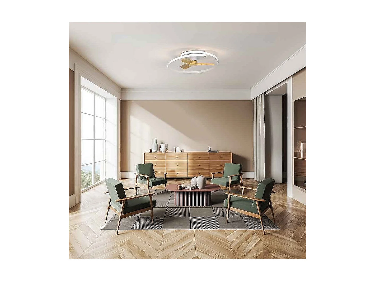 Modèle de ventilateur blanc OCEAN avec 3 pales de MANTRA