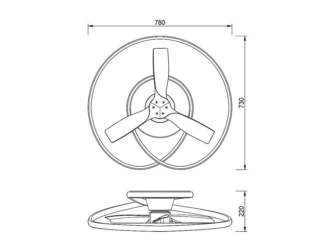 Modèle de ventilateur blanc OCEAN avec 3 pales de MANTRA