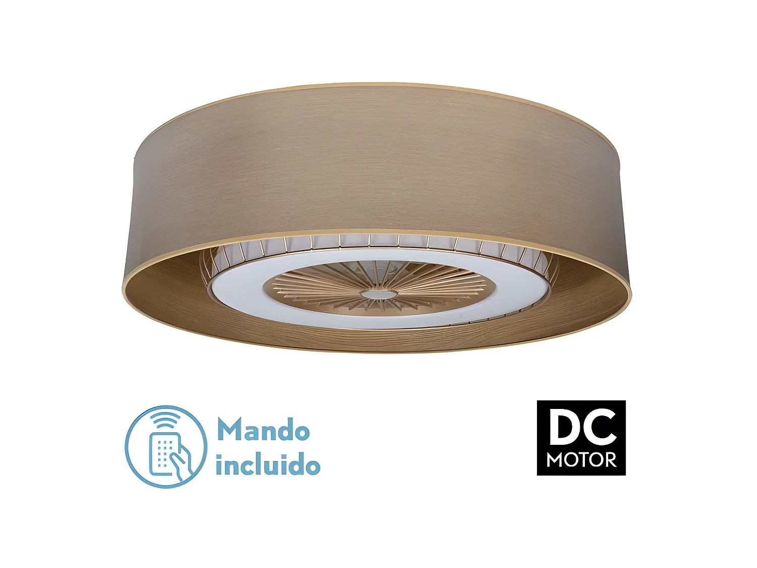 Ventilateur DC TANIA marron or dimmable LED avec minuterie Fabrilamp