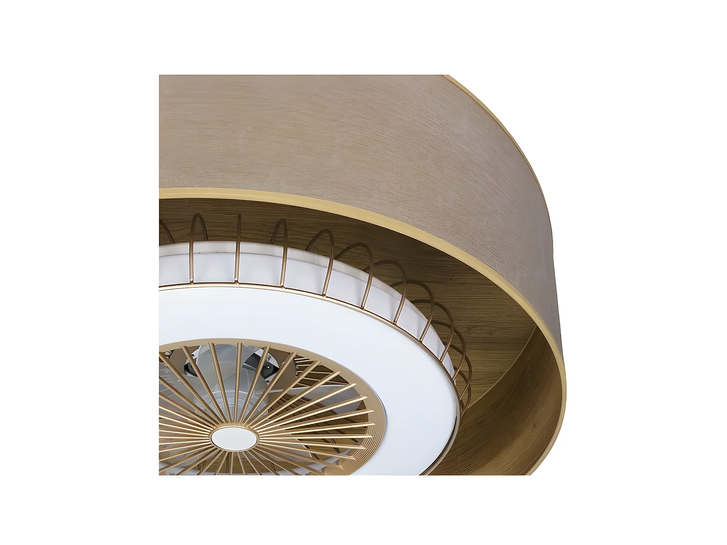 Ventilateur DC TANIA marron or dimmable LED avec minuterie Fabrilamp