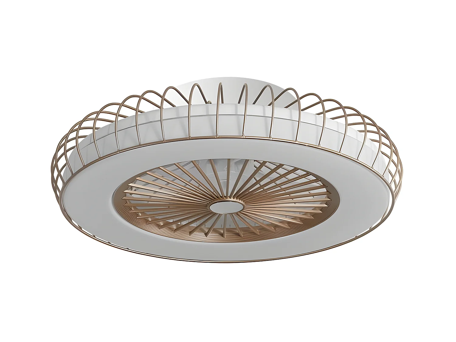 Ventilateur DC TANIA marron or dimmable LED avec minuterie Fabrilamp