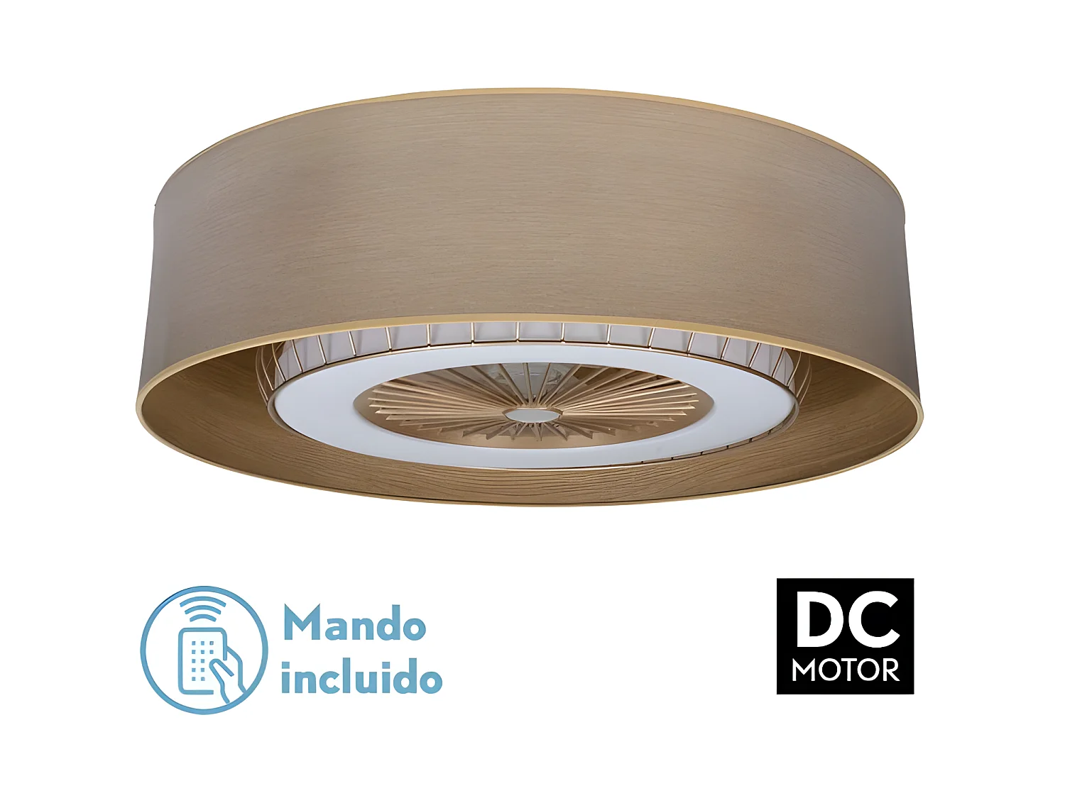 Ventilateur DC TANIA marron or dimmable LED avec minuterie Fabrilamp