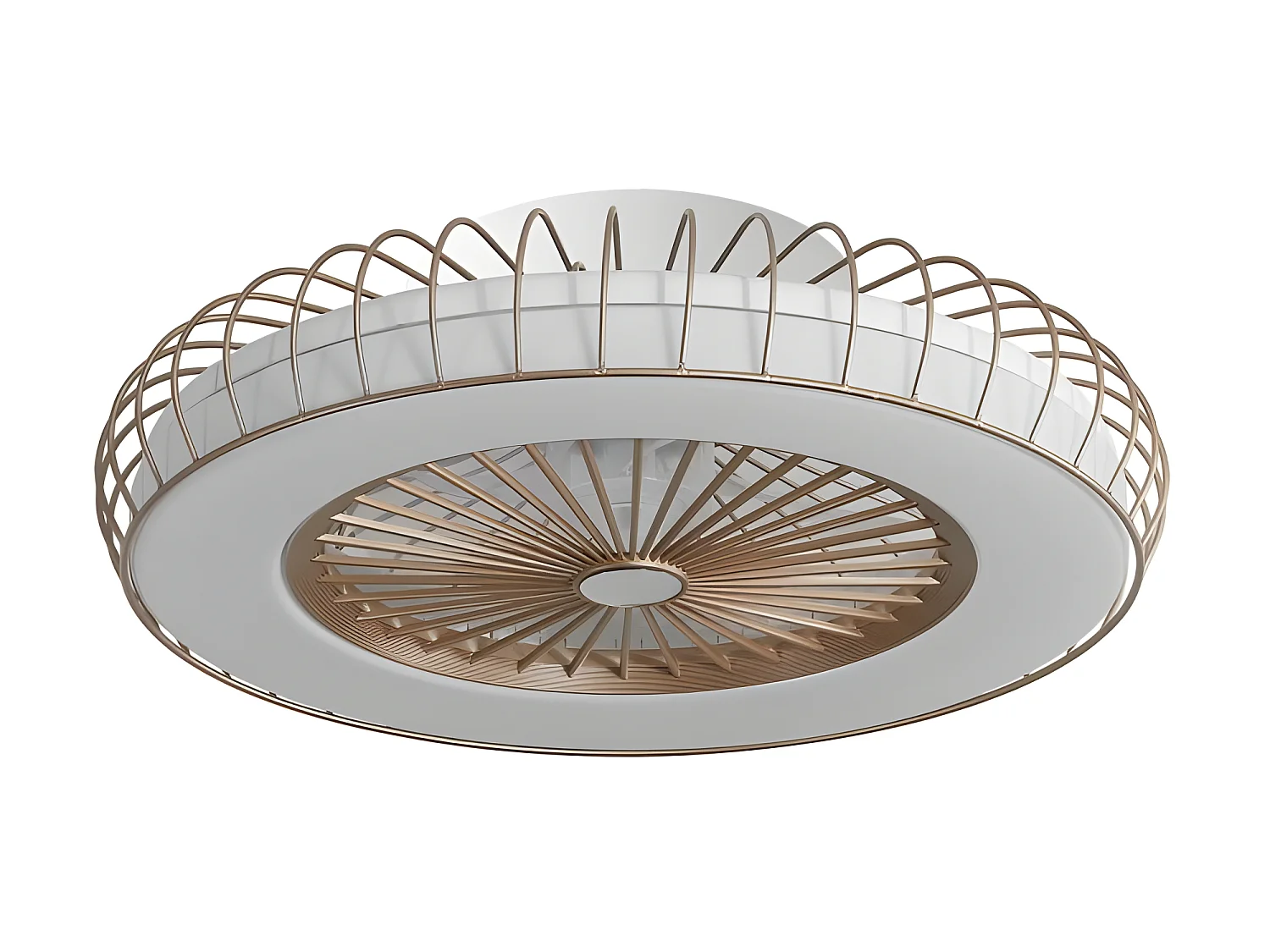 Ventilateur DC TANIA marron or dimmable LED avec minuterie Fabrilamp
