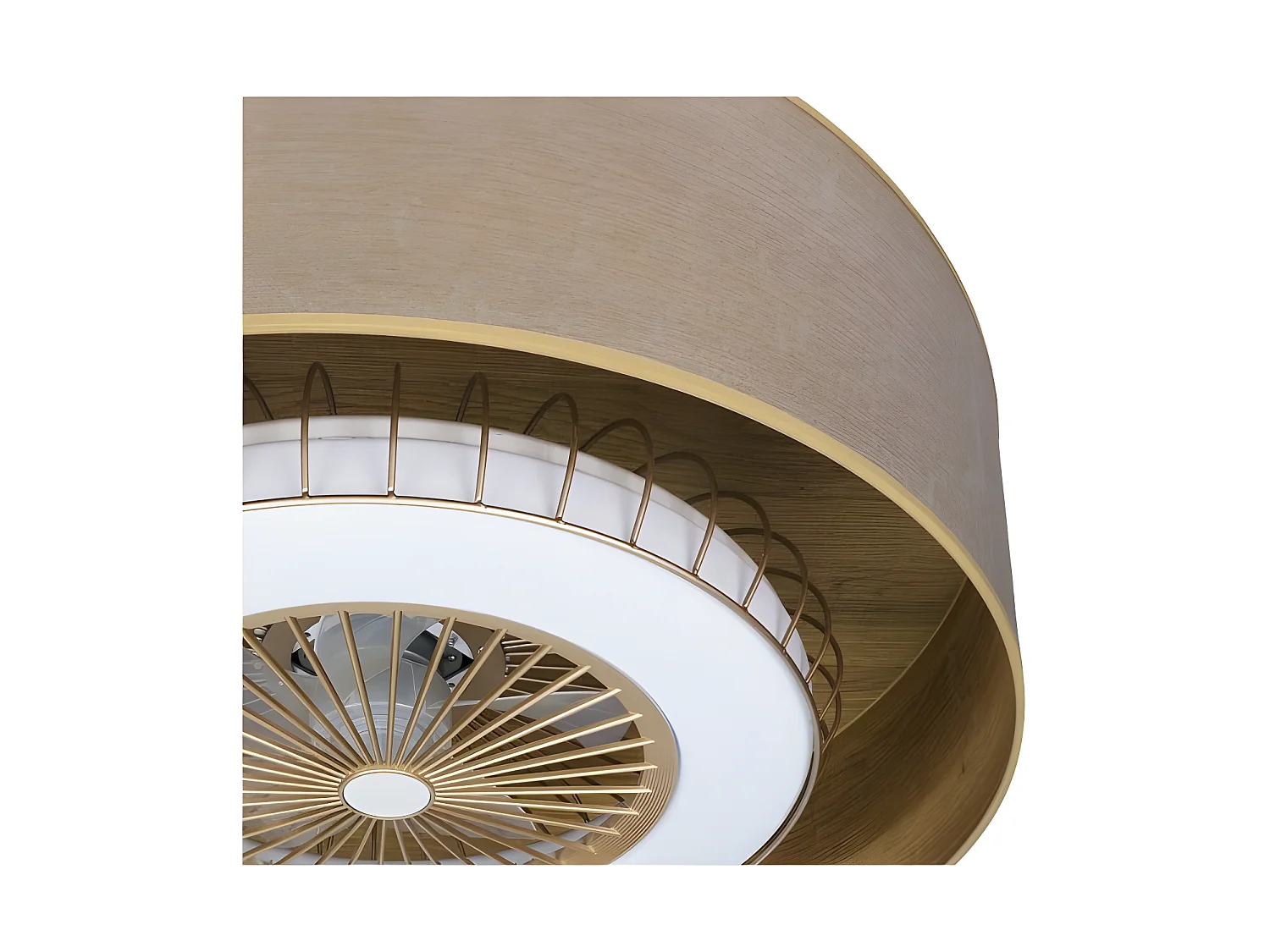 Ventilateur DC TANIA marron or dimmable LED avec minuterie Fabrilamp