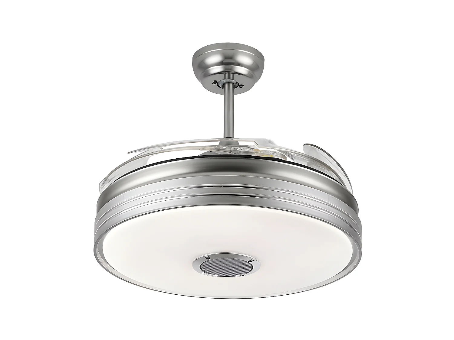 Ventilateur DC MATANUSKA nickel avec haut-parleur et connectivité Bluetooth Fabrilamp