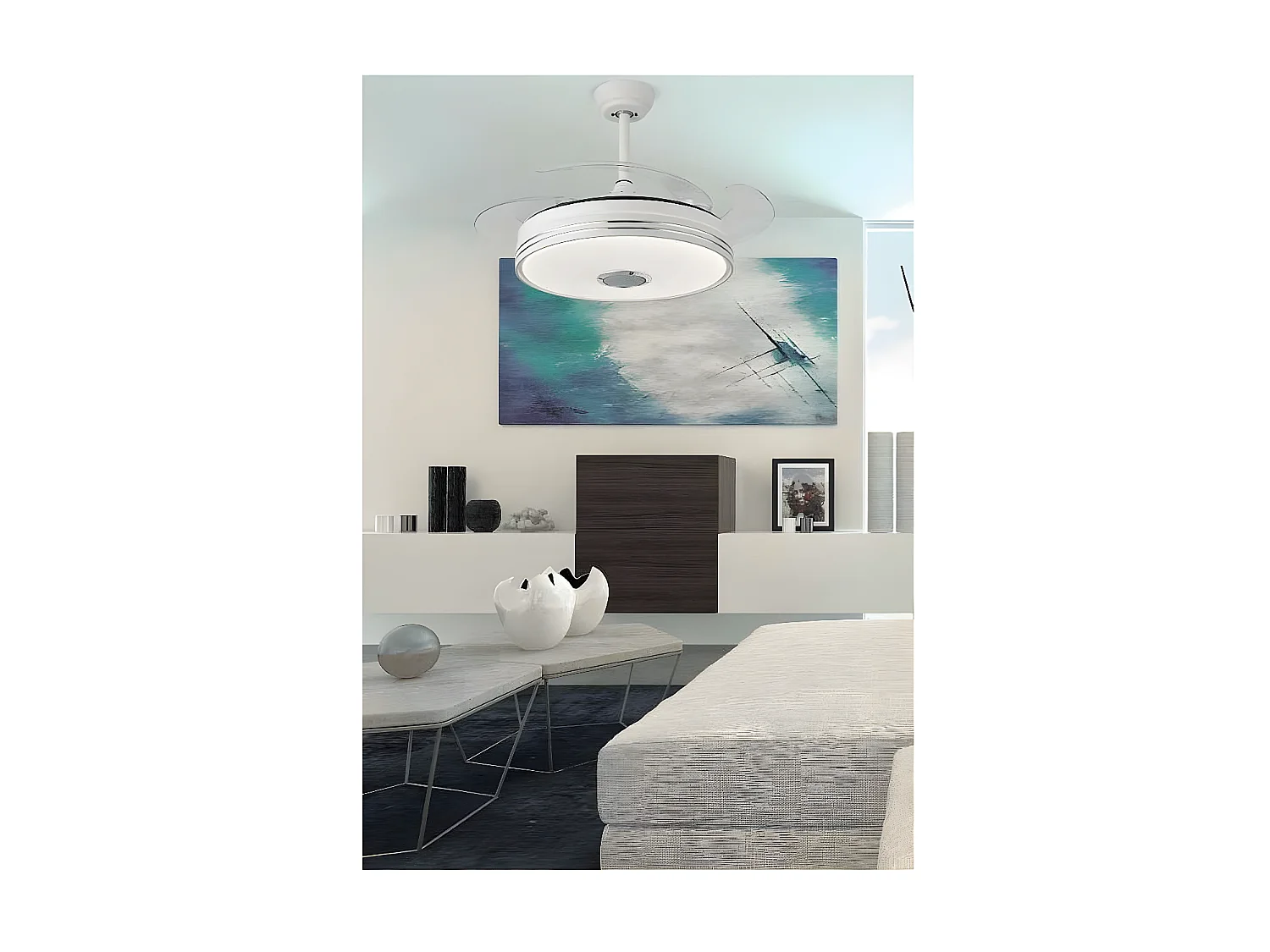 Ventilador Dc Matanuska Niquel Con Altavoz Y Conectividad Bluetooth