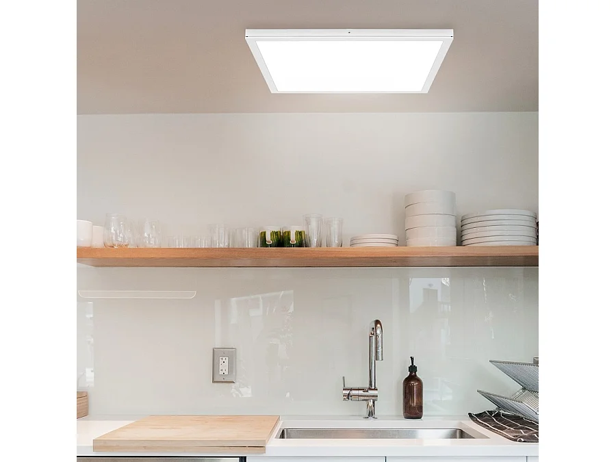 Panel De Superficie  De   Voltaire 48w Led  Niquel 50x50