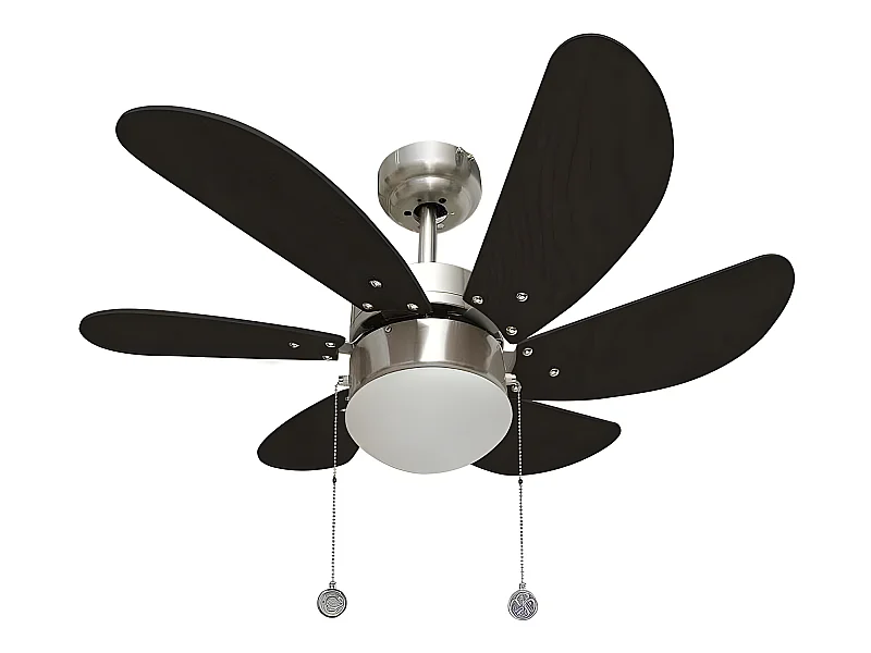 Ventilador Ac Pack 009 Niquel Wengue Led Mando A Distancia Akunadecor