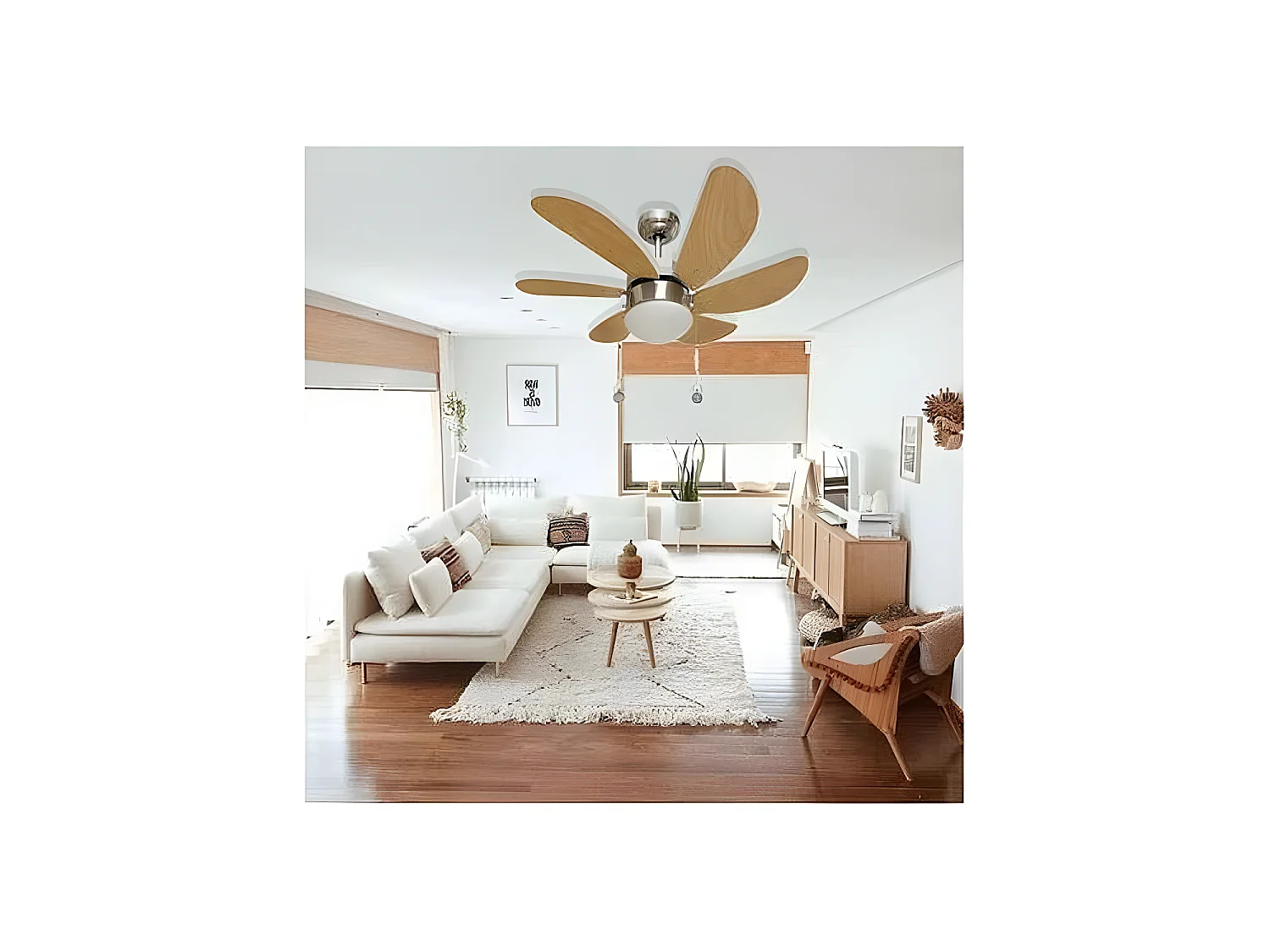 Ventilador Ac Pack 009 Niquel Wengue Led Mando A Distancia Akunadecor