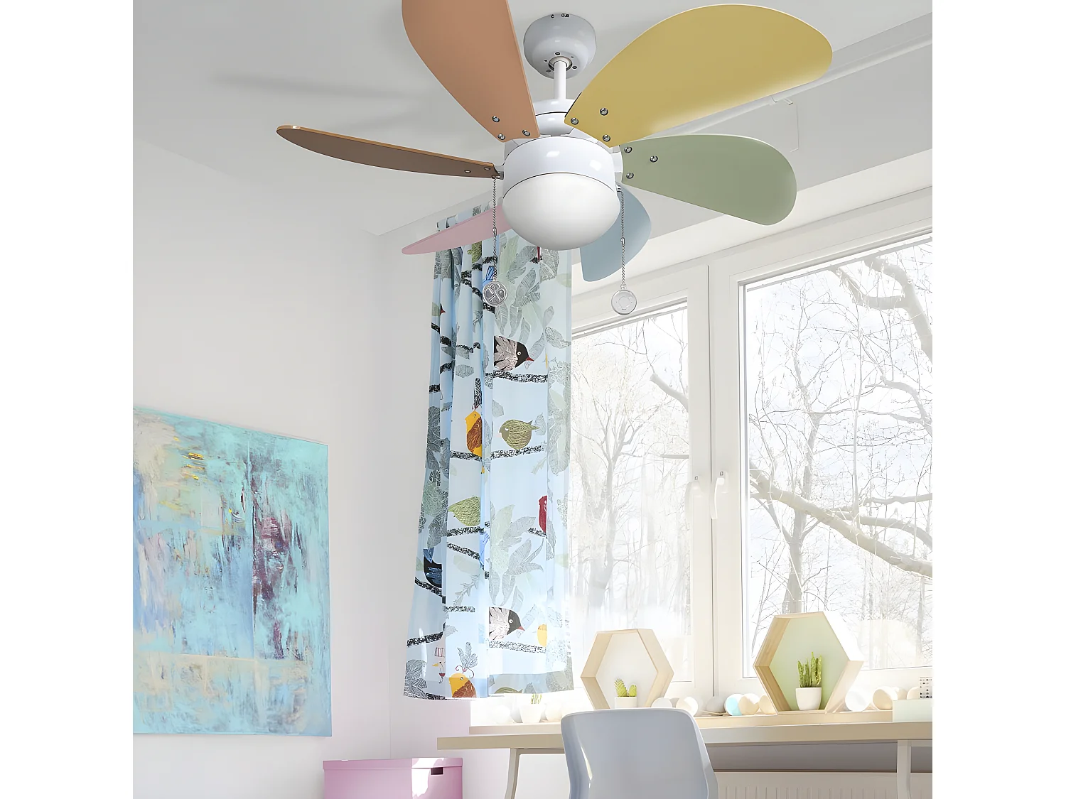 Ventilador Ac Pack 009 Niquel Wengue Led Mando A Distancia Akunadecor