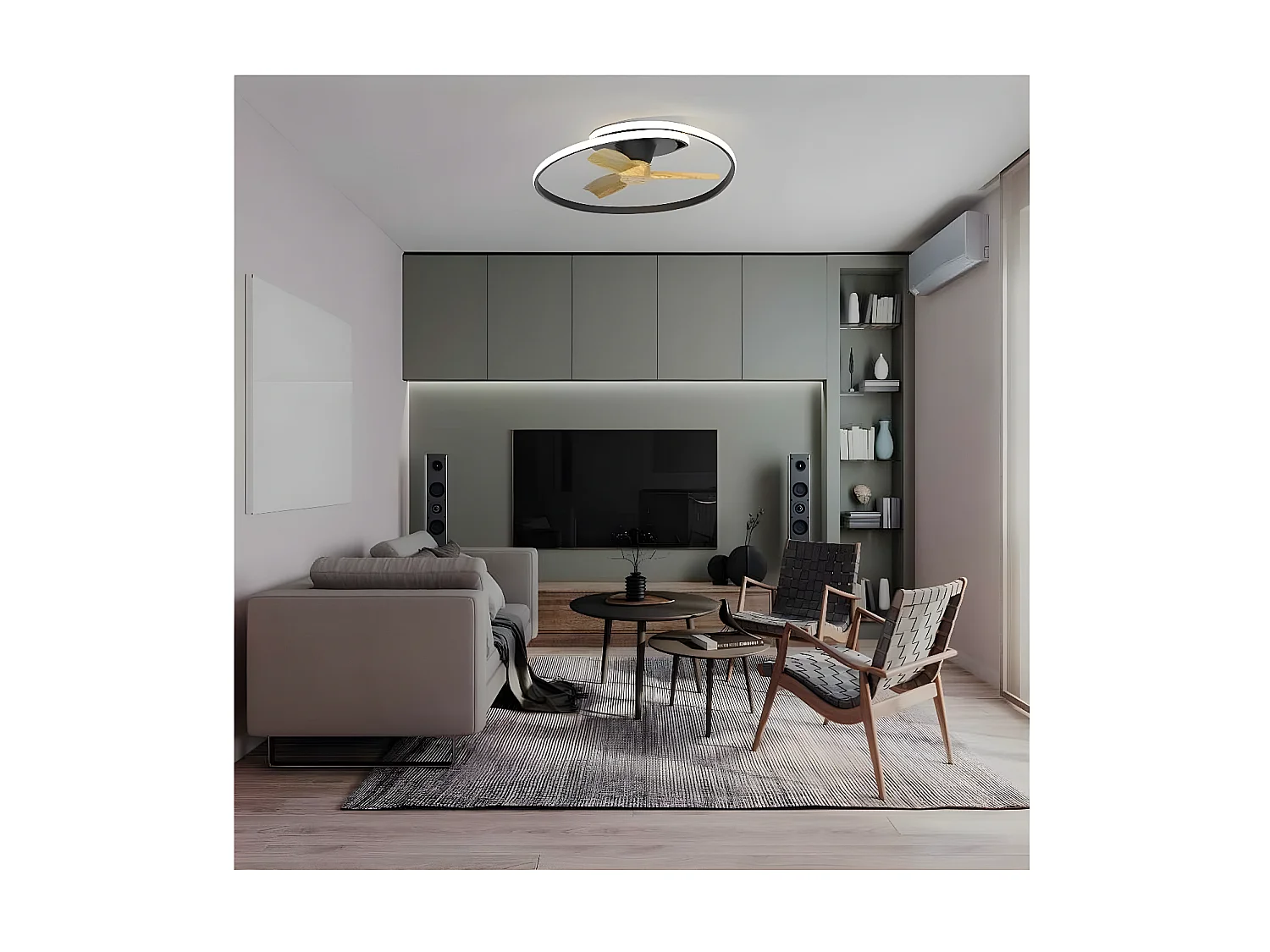 Ventilateur DC OCEAN noir LED en bois intégré CCT réglable