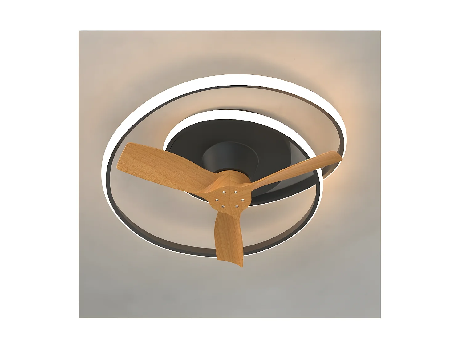 Ventilateur DC OCEAN noir LED en bois intégré CCT réglable