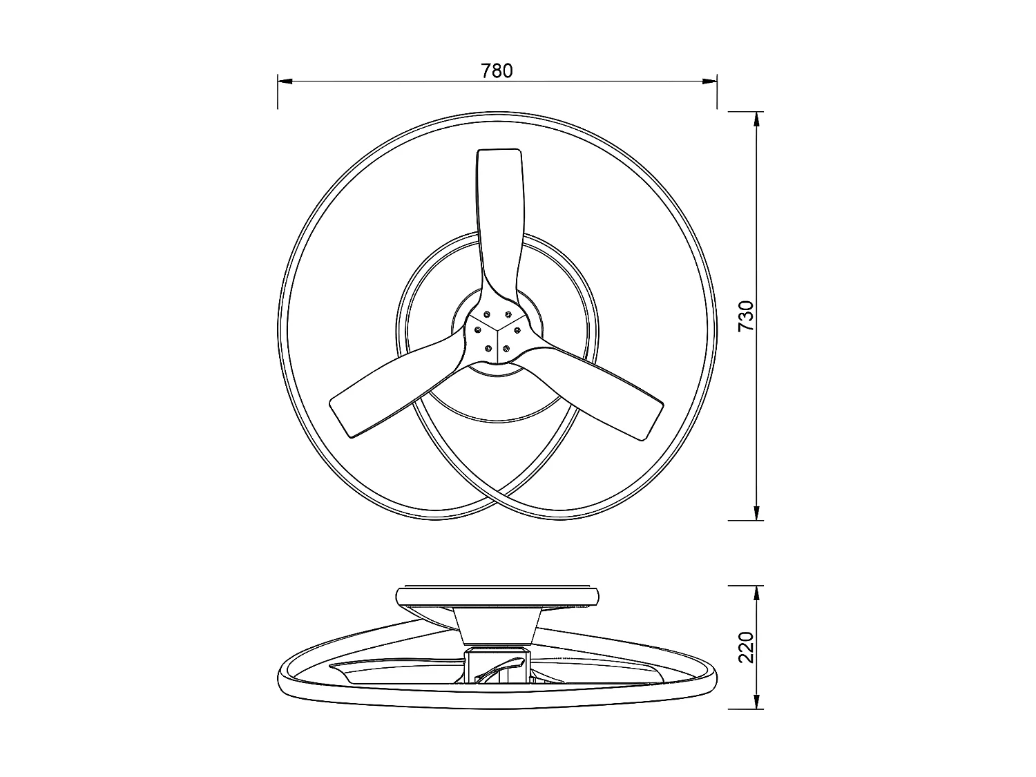 Ventilateur DC OCEAN noir LED en bois intégré CCT réglable