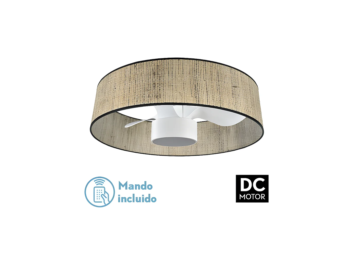 Ventilateur DC NATASHA blanc beige led contrôle à distance réglable CCT Fabrilamp