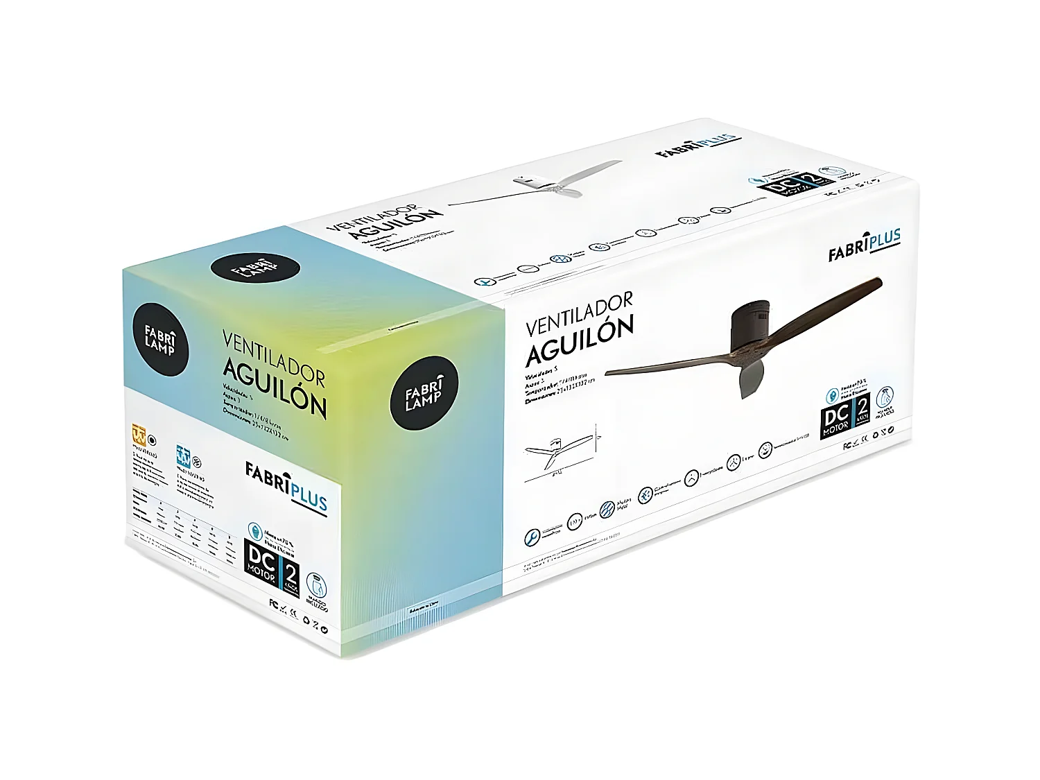 Ventilateur DC AGUILON marron sans télécommande lumineuse et minuterie Fabrilamp