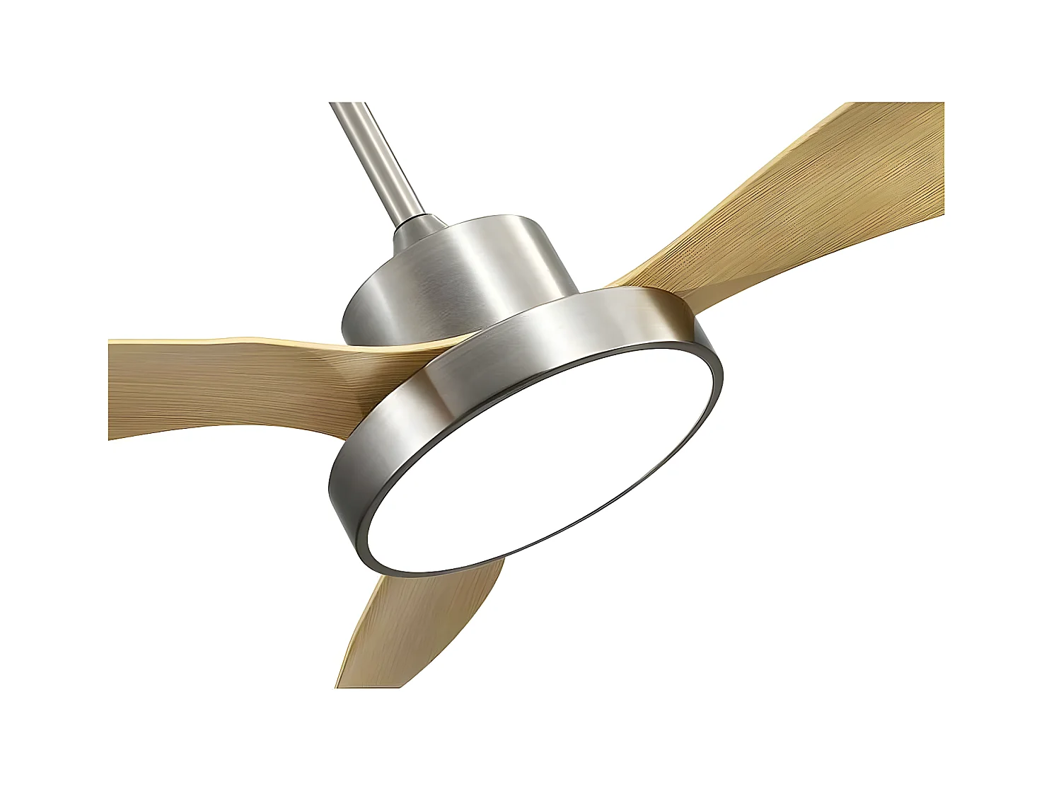 Ventilateur DC HAYATE L hêtre nickel Led mémoire couleur et minuterie Fabrilamp