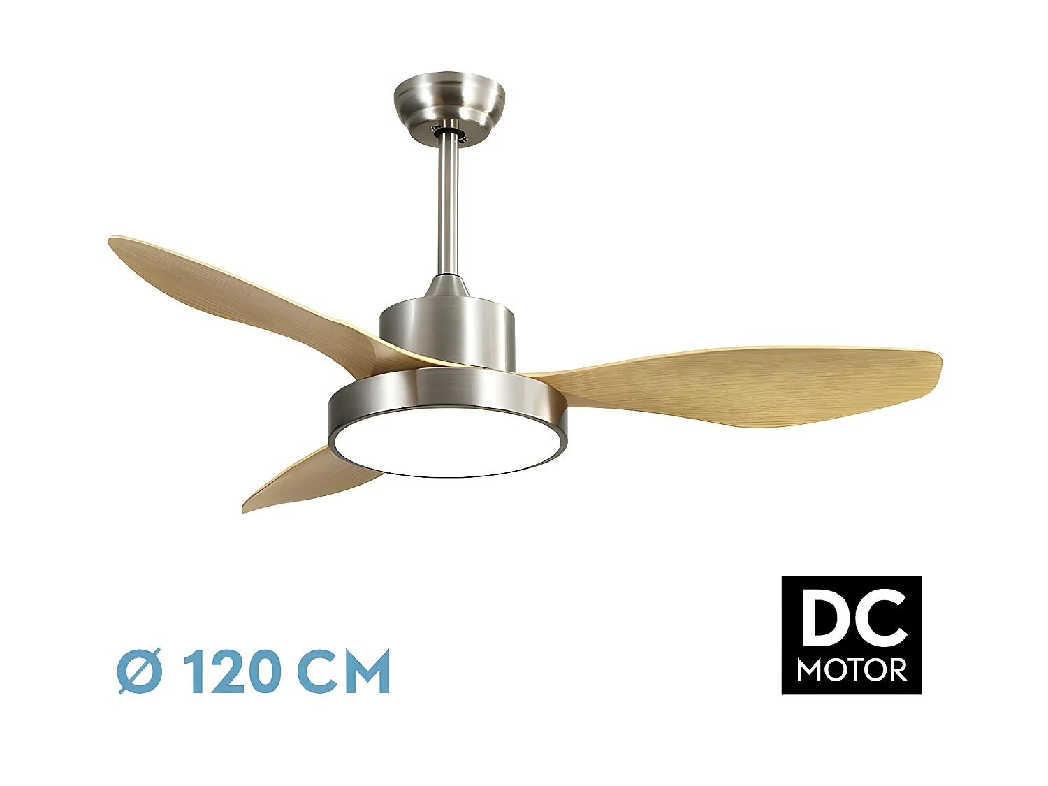 Ventilador Dc Hayate L Niquel Haya Led Memoria De Color Y Temporizador