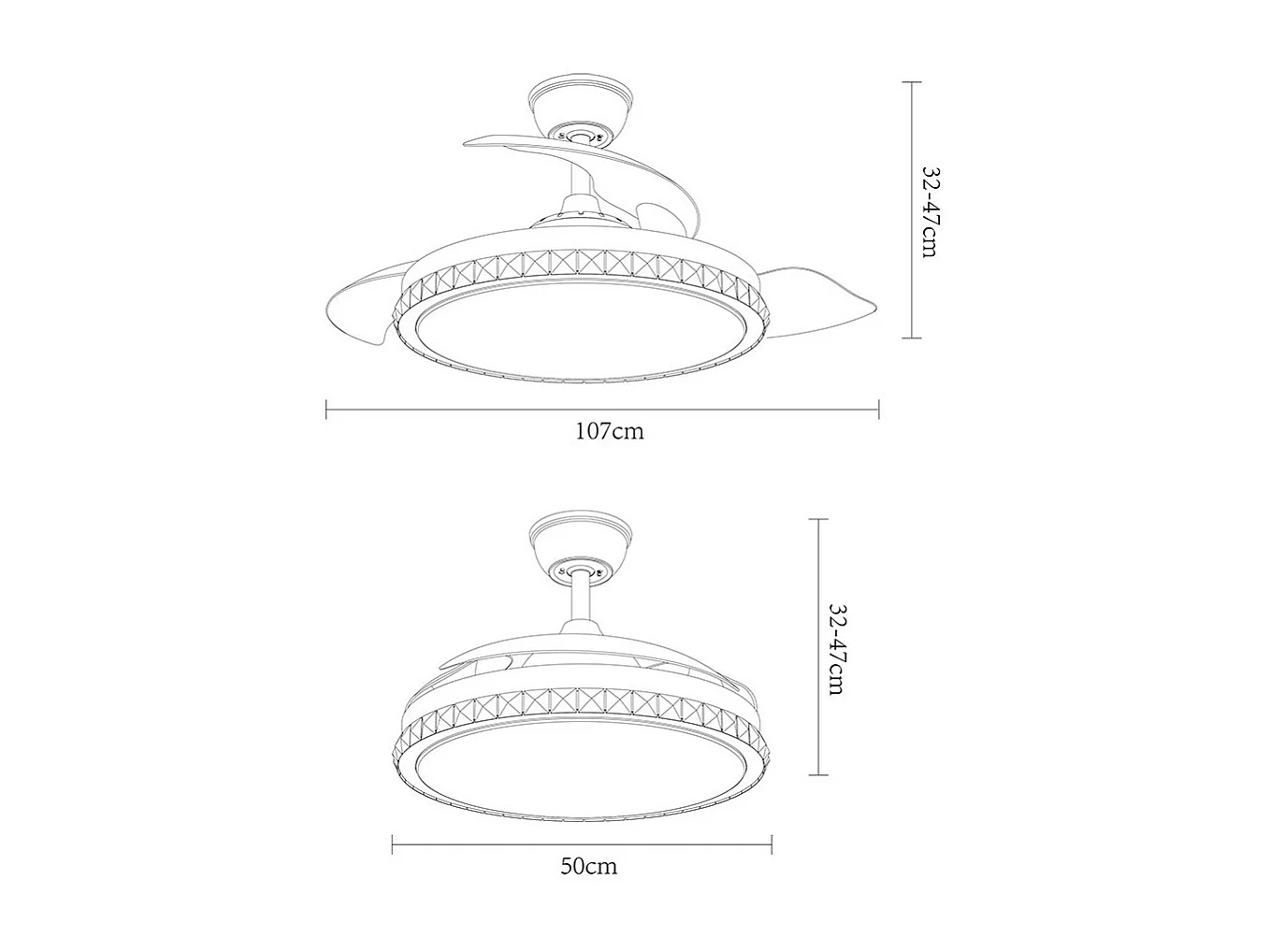 Ventilador Dc Biliku Niquel Led 72w Memoria De Color Y Temporizador