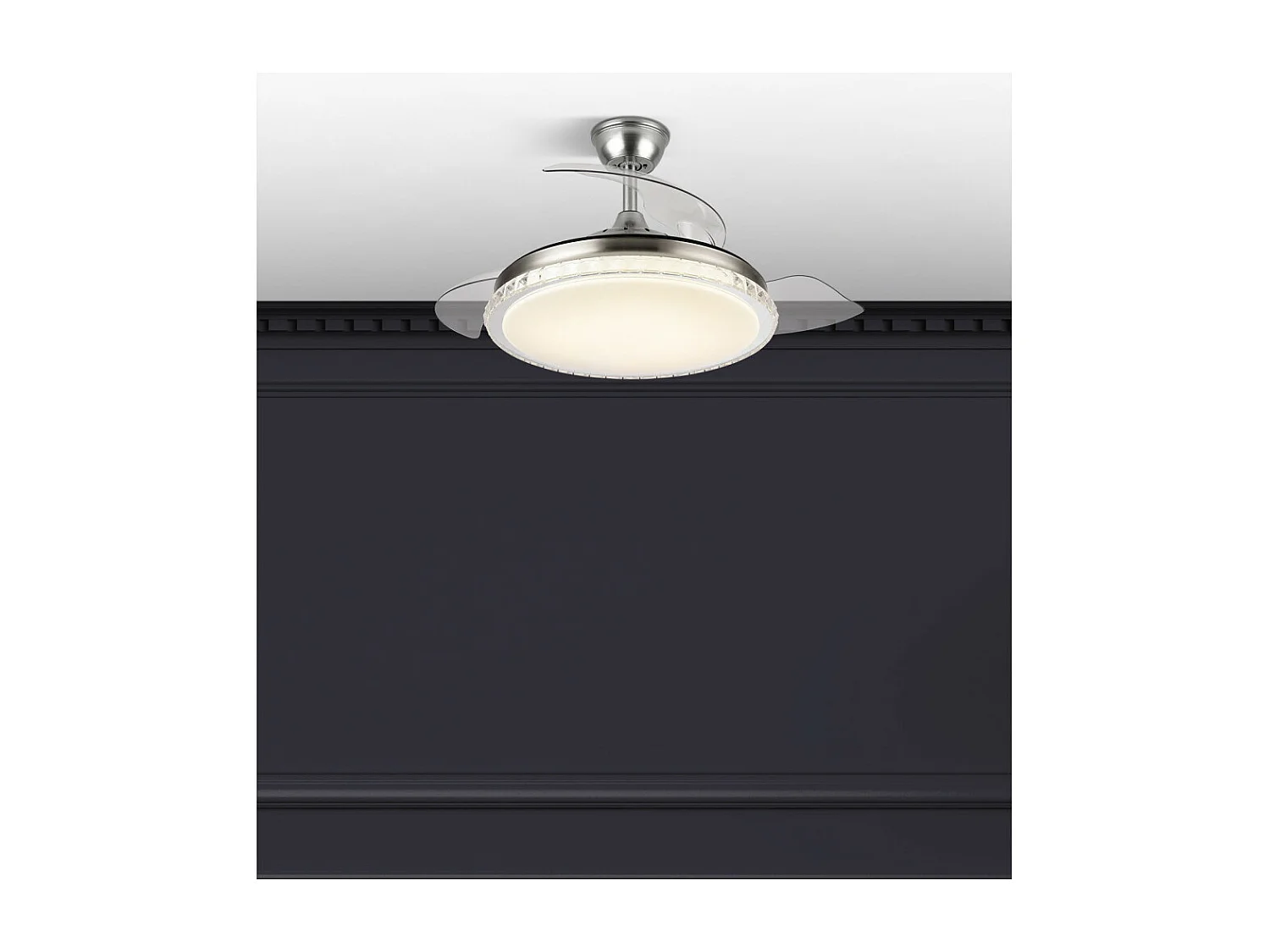 Ventilador Dc Biliku Niquel Led 72w Memoria De Color Y Temporizador