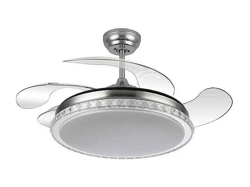 Ventilador Dc Biliku Niquel Led 72w Memoria De Color Y Temporizador