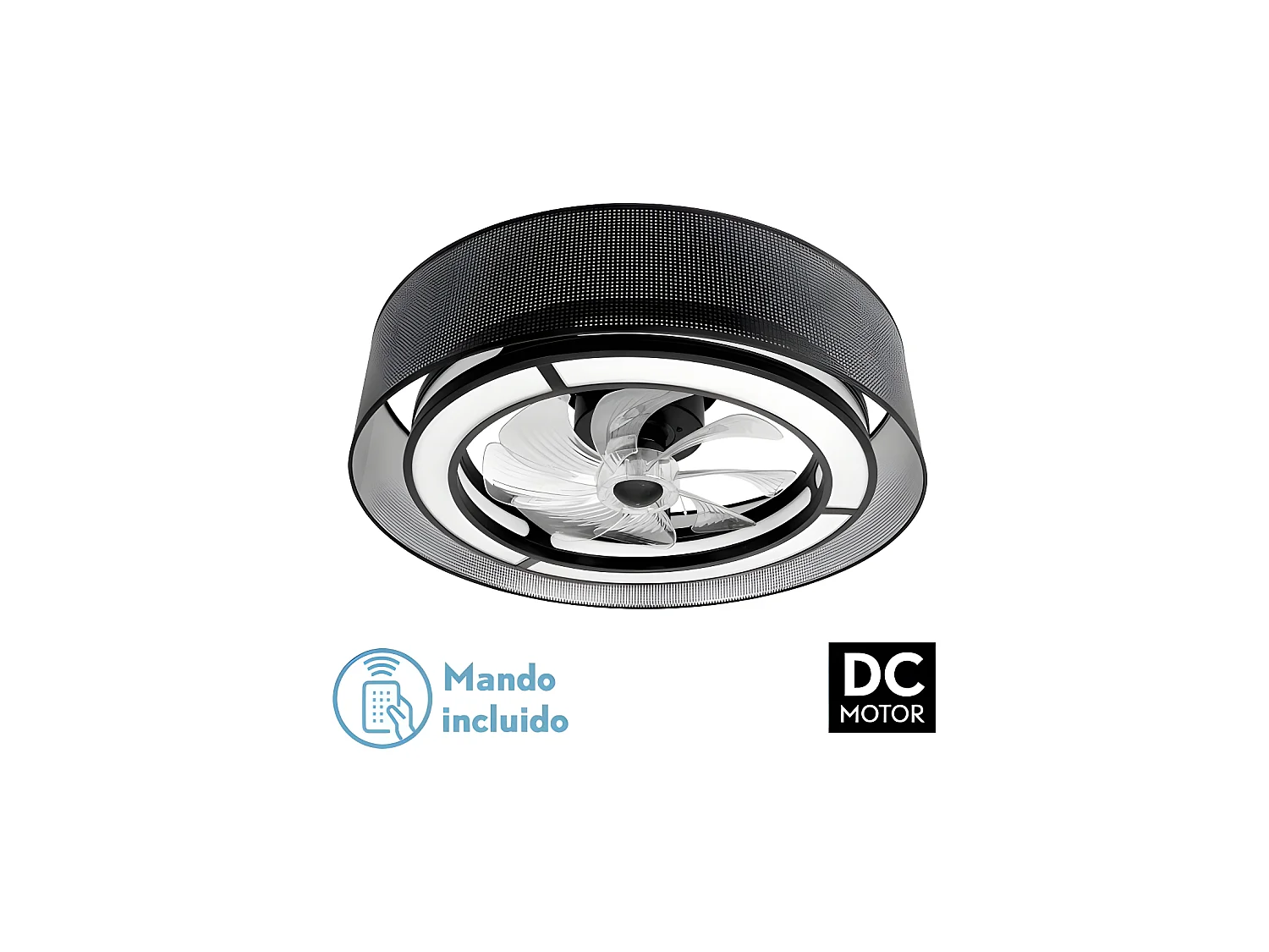 Ventilateur DC ANASTASIA Noir LED 3 températures commande à distance Fabrilamp
