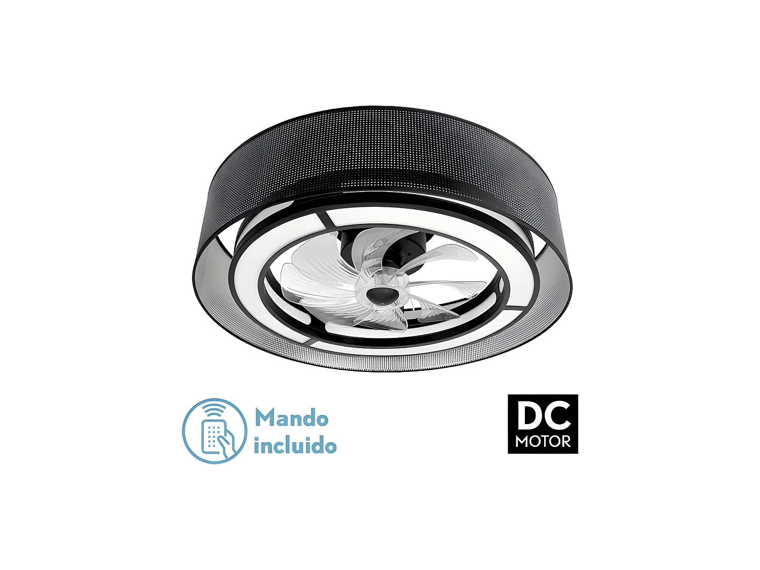 Ventilateur DC ANASTASIA Noir LED 3 températures commande à distance Fabrilamp