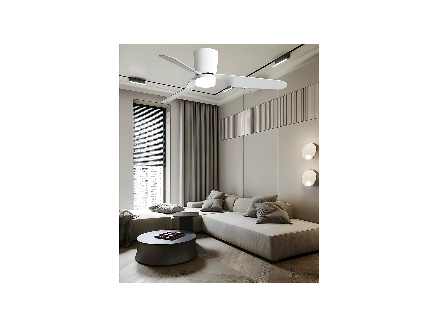 Ventilateur KOCHI DC LED blanche 3 températures et mémoire de couleur Fabrilamp