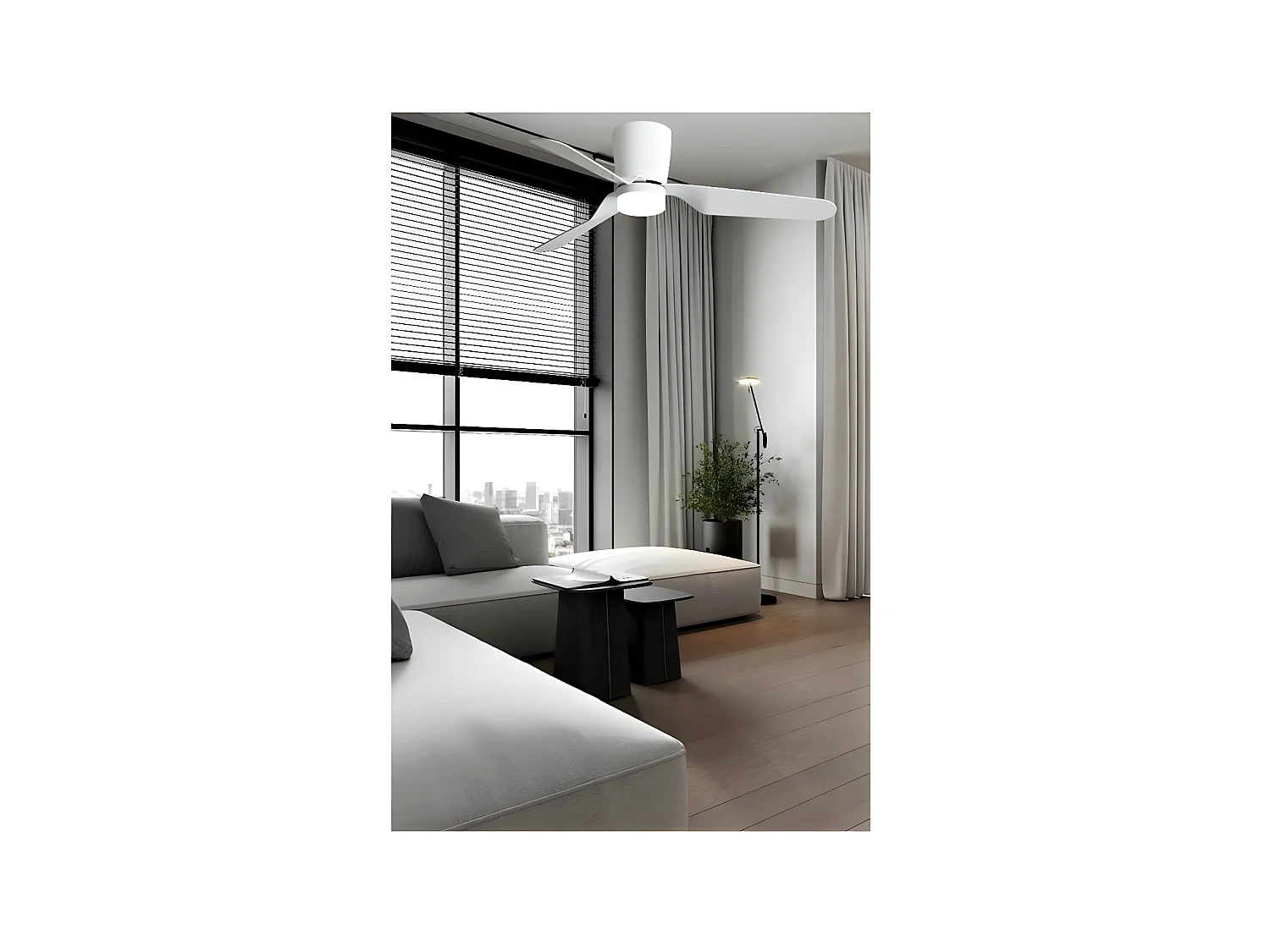 Ventilateur KOCHI DC LED blanche 3 températures et mémoire de couleur Fabrilamp