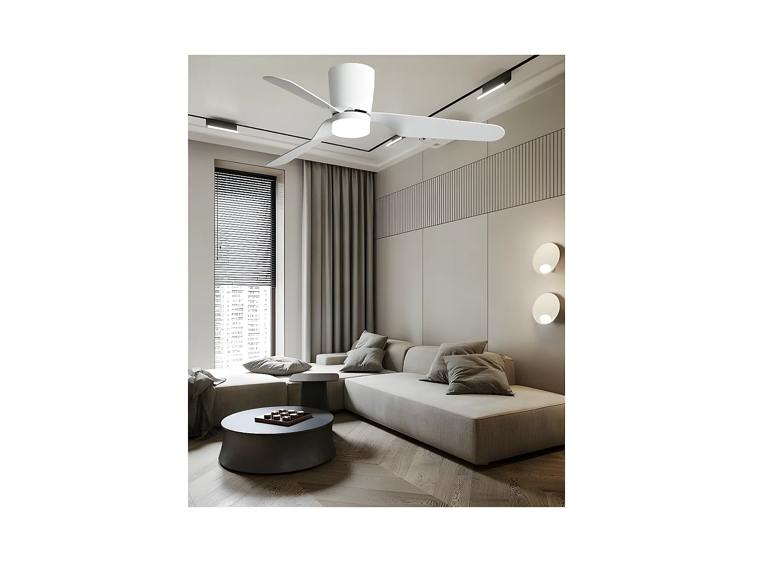 Ventilateur KOCHI DC LED blanche 3 températures et mémoire de couleur Fabrilamp