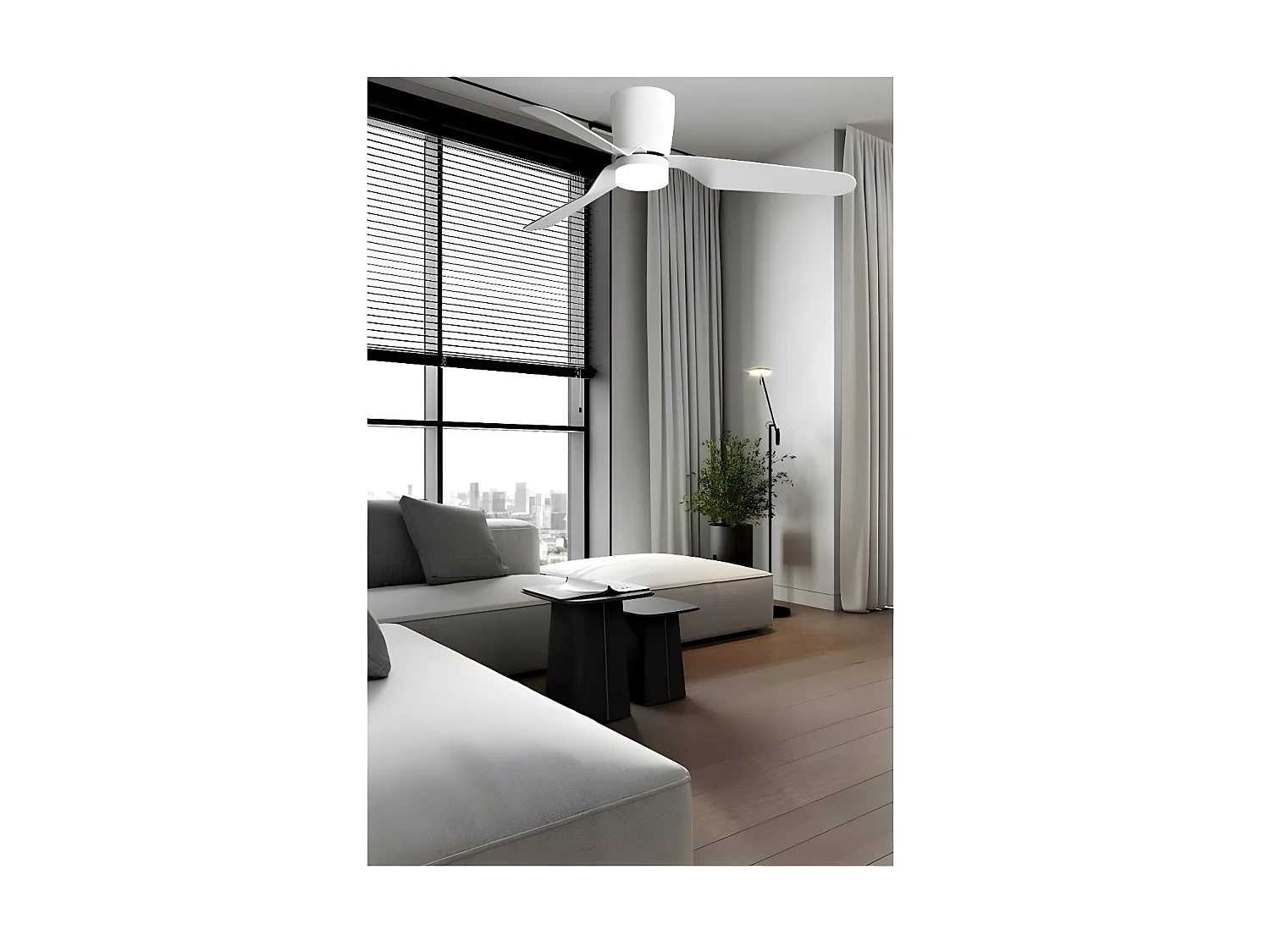 Ventilateur KOCHI DC LED blanche 3 températures et mémoire de couleur Fabrilamp