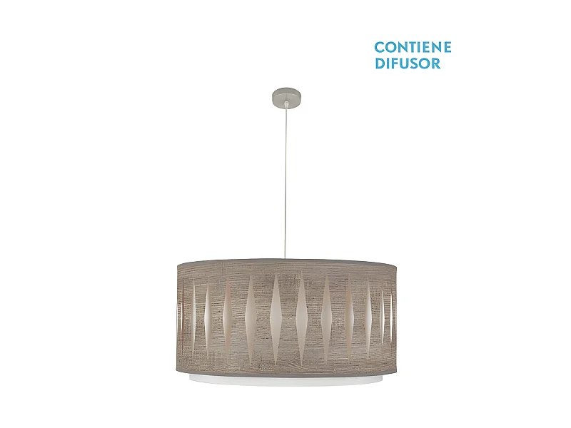 Plafonnier avec écran Bois Gris Nickel modèle Alexandra FABRILAMP