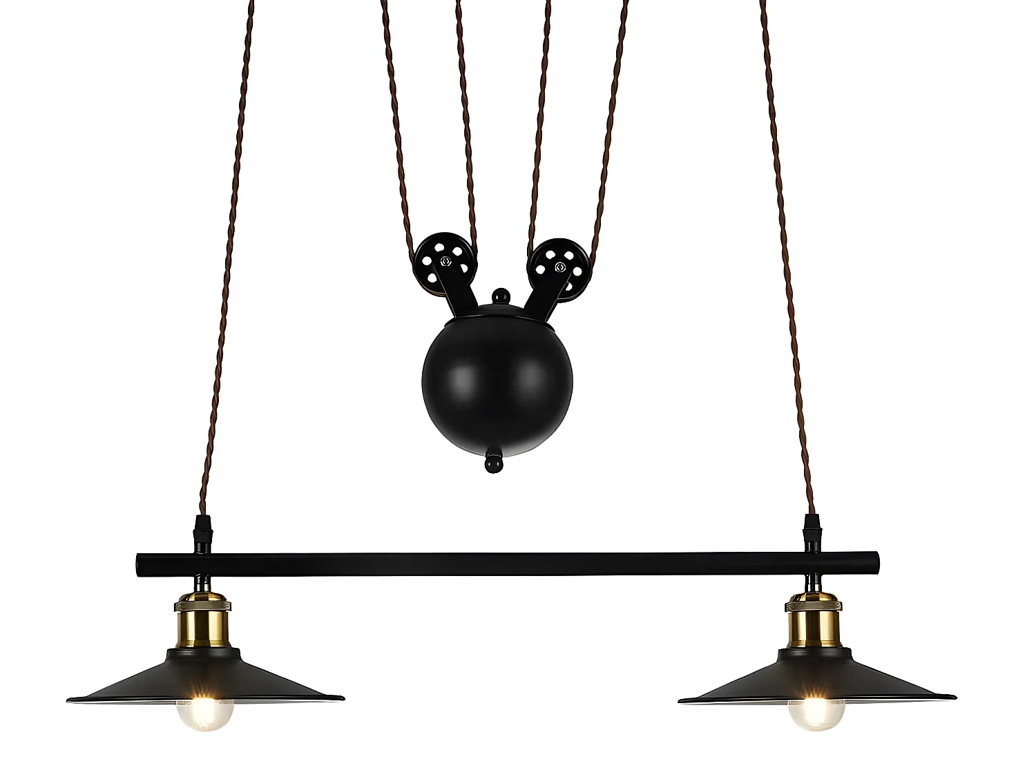 Lampe linéaire TRIGUERO avec 2 lumières avec système de poulie FABRILAMP