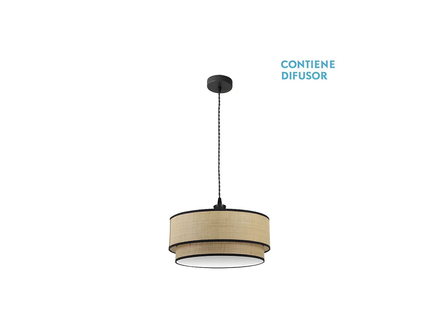 SUSPENSION de 2lights modèle Roque Natural/noir FABRILAMP