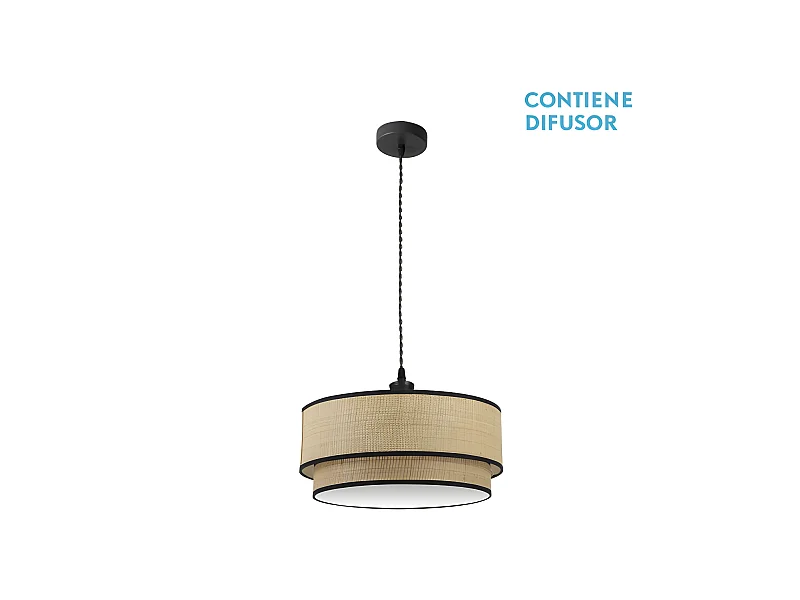 SUSPENSION de 2lights modèle Roque Natural/noir FABRILAMP